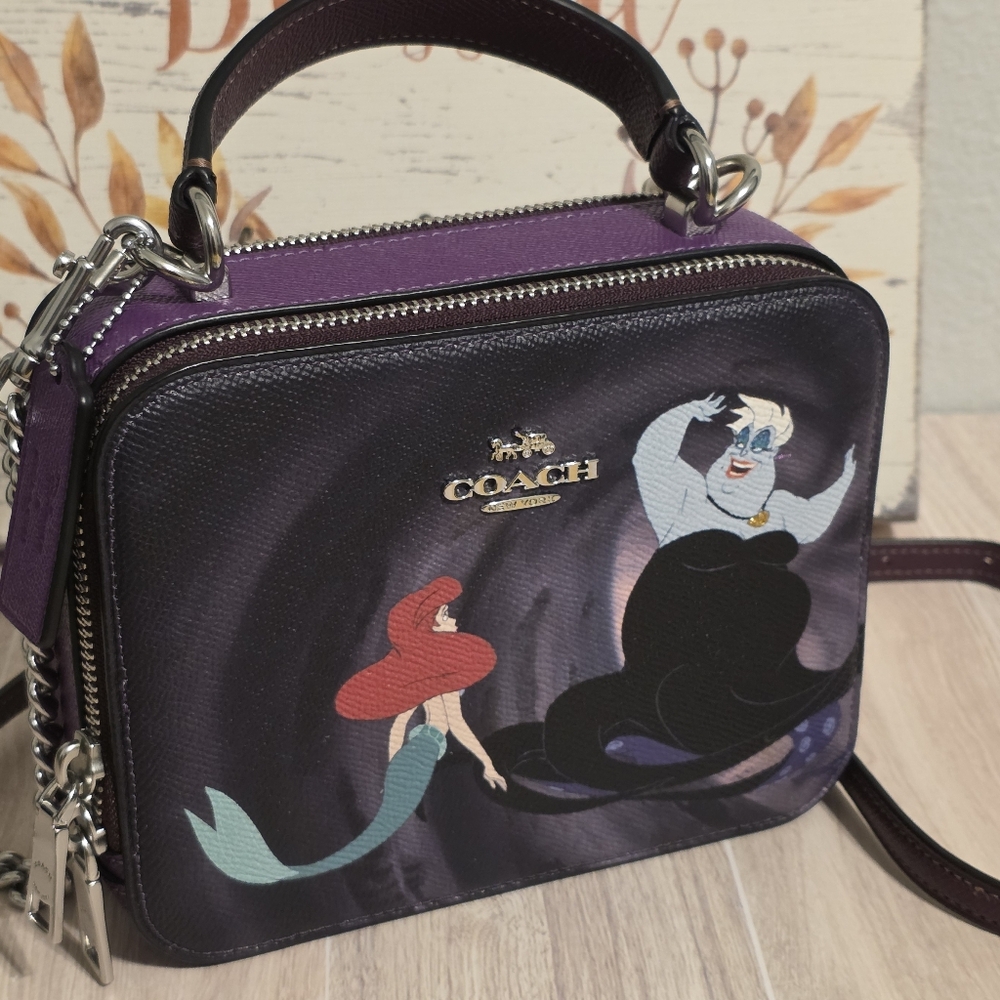 Coach Ursula Disney Crossbody Bag Purse Little Mermaid Purple CC375
